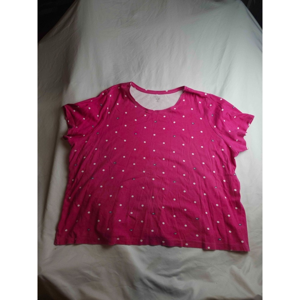 Kim Rogers Shirt Womens 3X Pink Polka Dot Short Sleeve Perfectly‎ Soft Casual